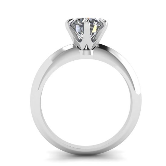 Round diamond 6-prong engagement ring in white gold,  Enlarge image 2