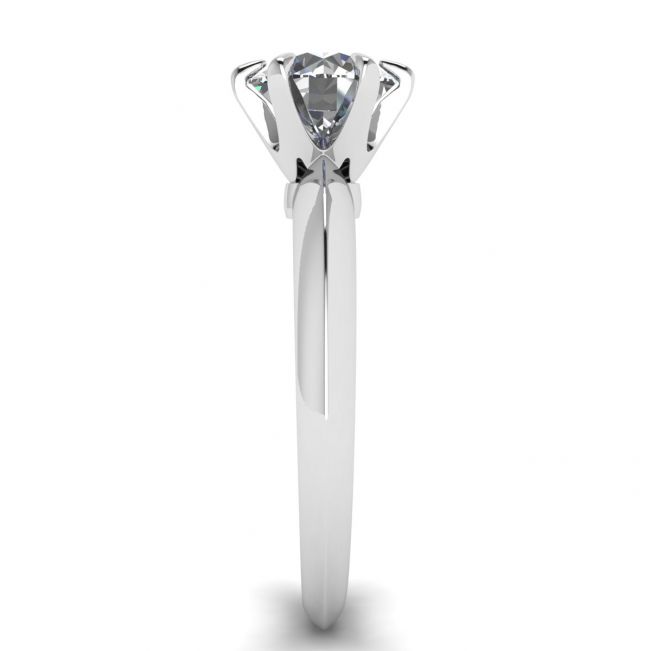 Round diamond 6-prong engagement ring in white gold - Photo 2