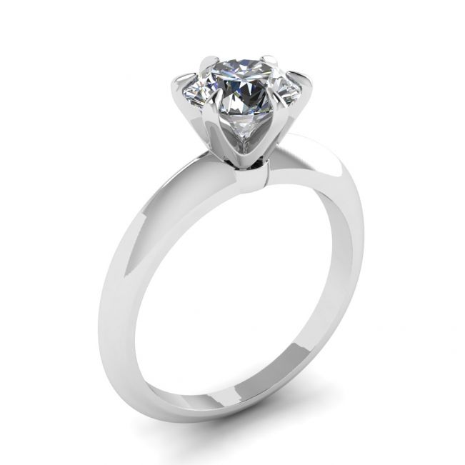 Round diamond 6-prong engagement ring in white gold - Photo 3
