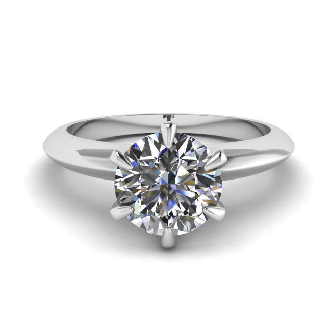 Round diamond 6-prong engagement ring in white gold