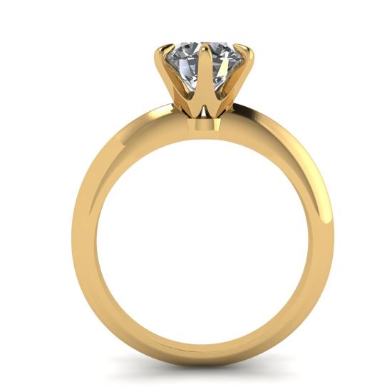Round diamond 6-prong engagement ring in Yellow Gold,  Enlarge image 2