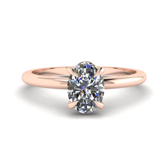 Classic Oval Diamond Solitaire Ring Rose Gold