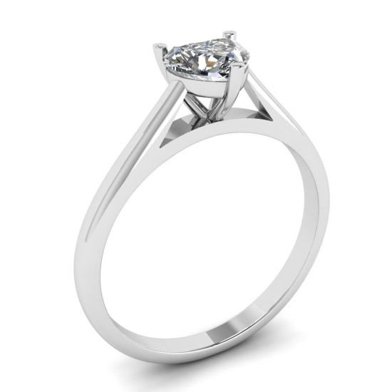 Classic Heart Diamond Solitaire Ring White Gold,  Enlarge image 4