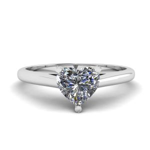 Classic Heart Diamond Solitaire Ring White Gold