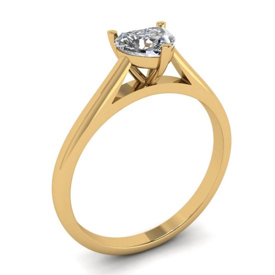 Classic Heart Diamond Solitaire Ring Yellow Gold,  Enlarge image 4