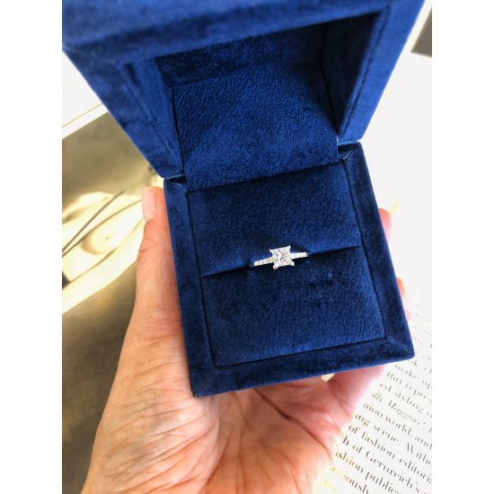Princess Cut Diamond Ring with 3 Small Side Diamonds,  Enlarge image 7