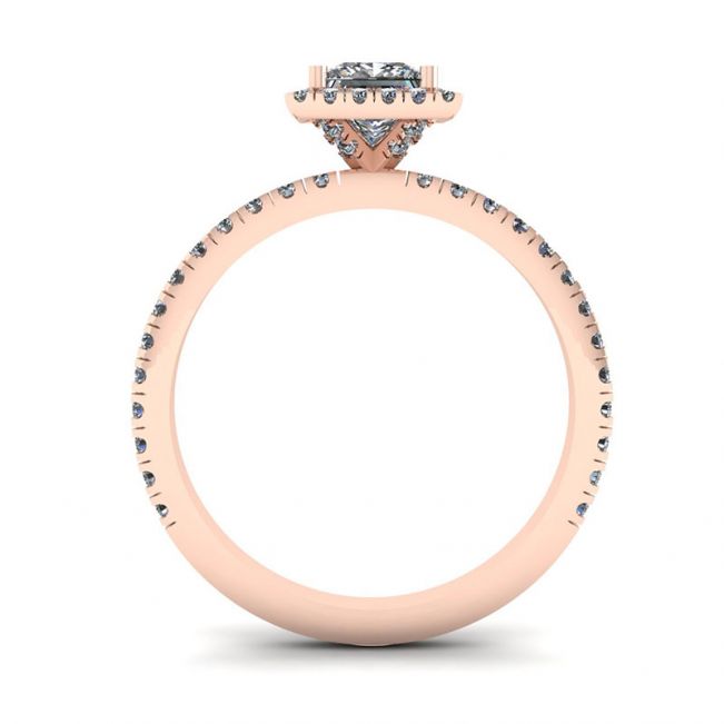 Princess-Cut Floating Halo Diamond Engagement Ring Rose Gold - Photo 1