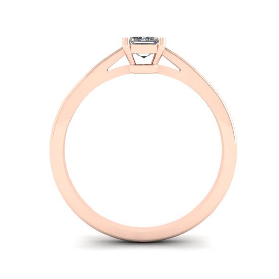 Classic Emerald Cut Diamond Solitaire Ring  Rose Gold,  Enlarge image 2