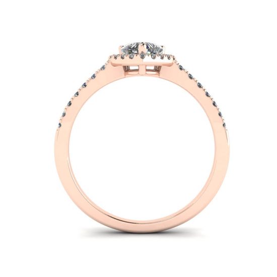 Heart Diamond Halo Engagement Ring Rose Gold,  Enlarge image 2