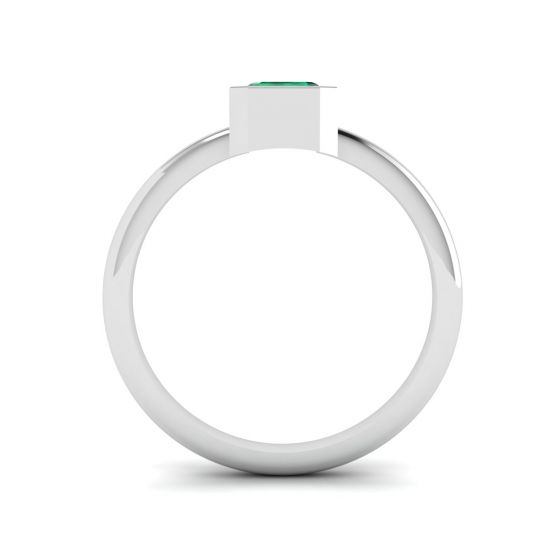 Stylish Square Emerald Ring in 18K White Gold, More Image 0