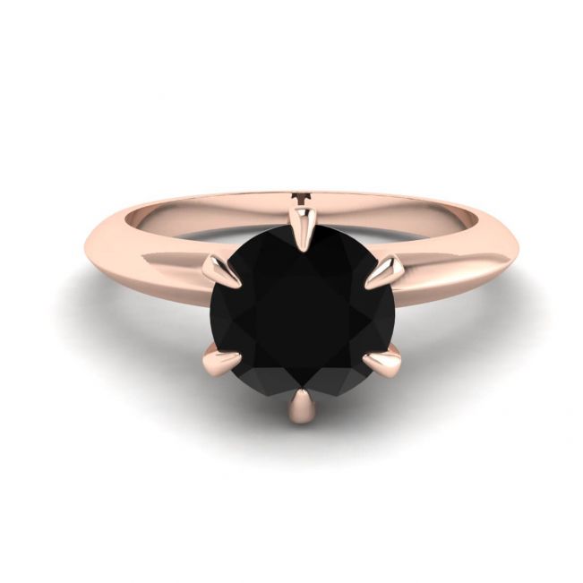 Engagement Ring Rose Gold 1 carat Black Diamond 2980R