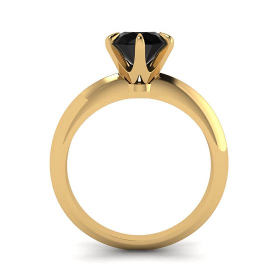 Engagement Ring Yellow Gold  1 carat Black Diamond ,  Enlarge image 2