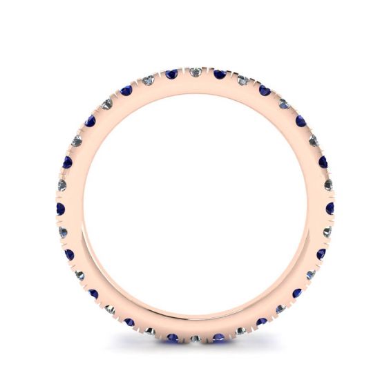 Riviera Pave Sapphire and Diamond Eternity Ring Rose Gold,  Enlarge image 2