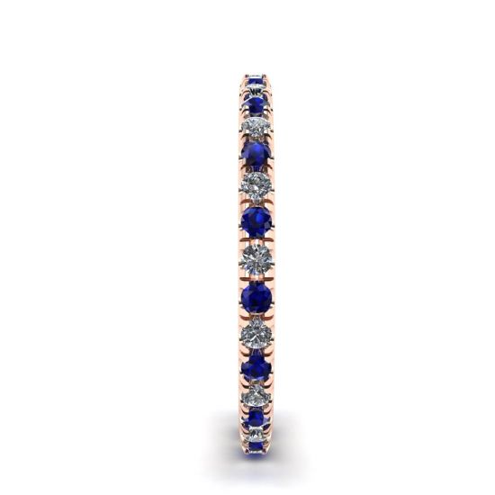 Riviera Pave Sapphire and Diamond Eternity Ring Rose Gold,  Enlarge image 3