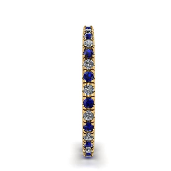 Riviera Pave Sapphire and Diamond Eternity Ring  Style Yellow Gold,  Enlarge image 3