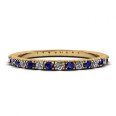 Riviera Pave Sapphire and Diamond Eternity Ring  Style Yellow Gold