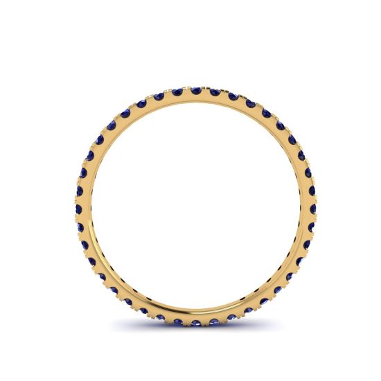 Riviera Pave Sapphire Eternity Ring Yellow Gold,  Enlarge image 2