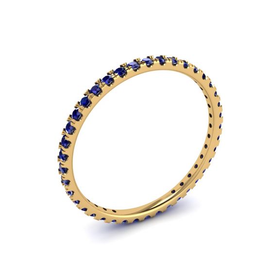Riviera Pave Sapphire Eternity Ring Yellow Gold,  Enlarge image 4