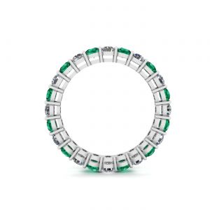 Classic 3 mm Emerald and Diamond Eternity Ring - Photo 1