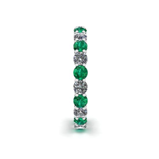 Classic 3 mm Emerald and Diamond Eternity Ring,  Enlarge image 3