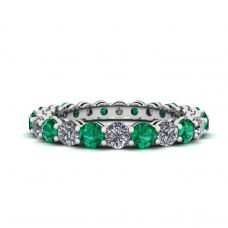 Classic 3 mm Emerald and Diamond Eternity Ring