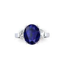 Three Stone Ring with Sapphire