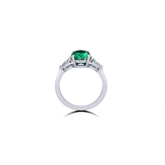 Oval Emerald with Side Pear Diamond Ring,  Enlarge image 2