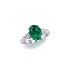 Oval Emerald with Side Pear Diamond Ring
