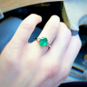 Oval Emerald with Side Pear Diamond Ring, Image 4