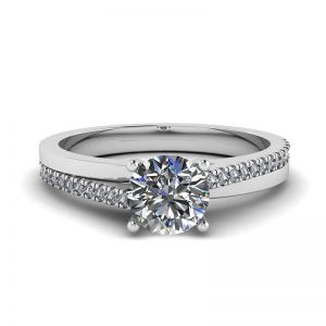 Asymmetrical Side Pave Engagement Ring White Gold
