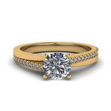 Asymmetrical Side Pave Engagement Ring Yellow Gold