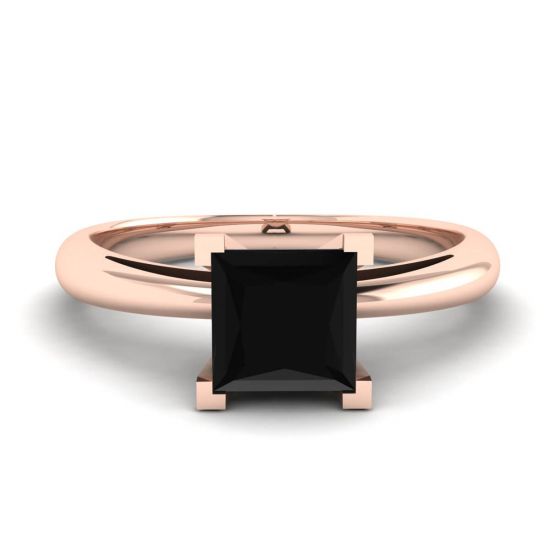Square Black Diamond Ring Rose Gold, Image 1