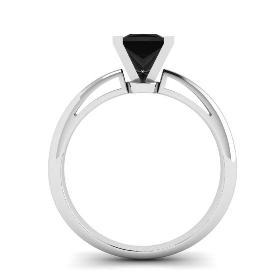 1 Carat Black Diamond Solitaire Ring White Gold,  Enlarge image 2