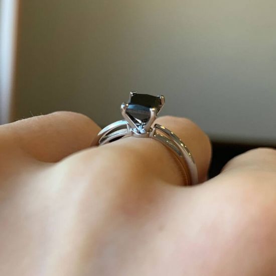 1 Carat Black Diamond Solitaire Ring