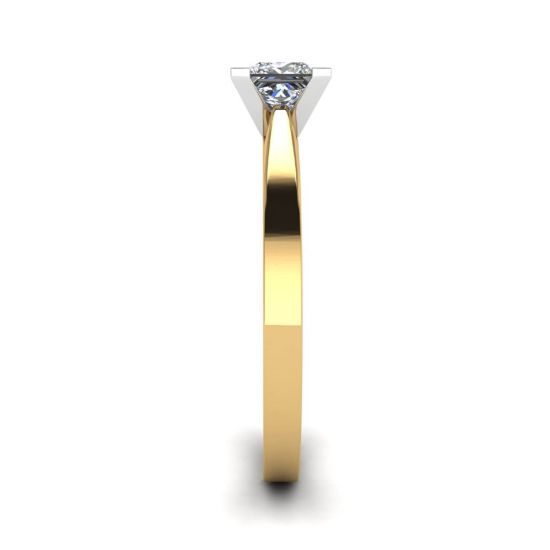 Futuristic Style Princess Cut Diamond Ring in Yellow Gold,  Enlarge image 3