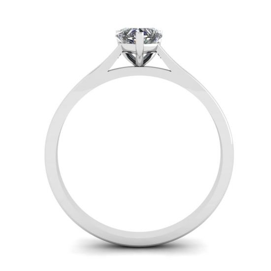 Simple Flat Ring with Heart Diamond  White Gold,  Enlarge image 2