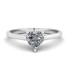 Simple Flat Ring with Heart Diamond  White Gold