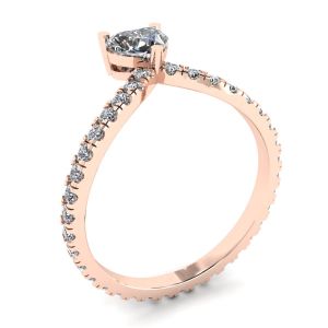 Small Heart Diamond and Pave Ring Rose Gold - Photo 3