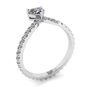 Small Heart Diamond and Pave Ring White Gold - Photo 3