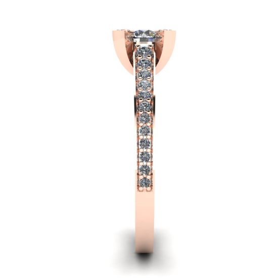Designer Ring with Round Diamond and Pave Rose Gold,  Enlarge image 3