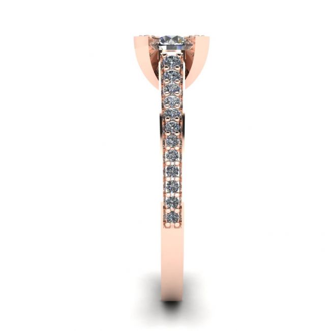 Designer Ring with Round Diamond and Pave Rose Gold - Photo 2