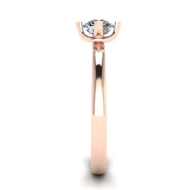 Reversed Prong Style Round Diamond Ring in Rose Gold - Photo 2