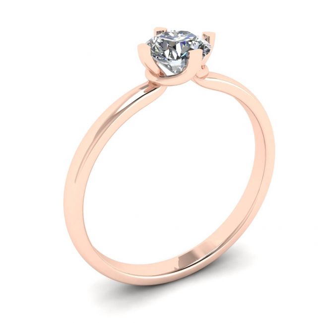 Reversed Prong Style Round Diamond Ring in Rose Gold - Photo 3