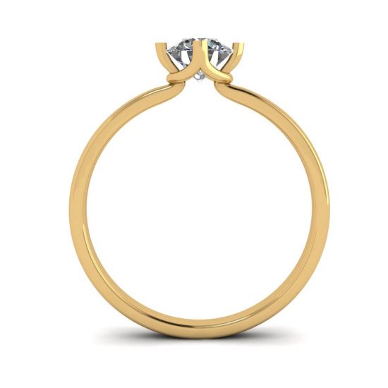 Reversed Prong Style Round Diamond Ring in Yellow Gold,  Enlarge image 2