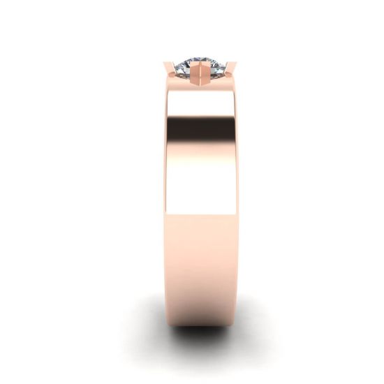 Flat Wedding Ring with a Diamond Rose Gold,  Enlarge image 3