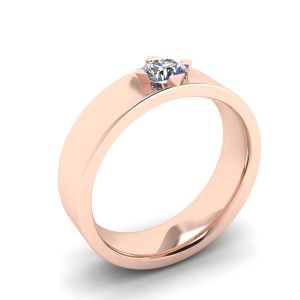 Flat Wedding Ring with a Diamond Rose Gold - Photo 3