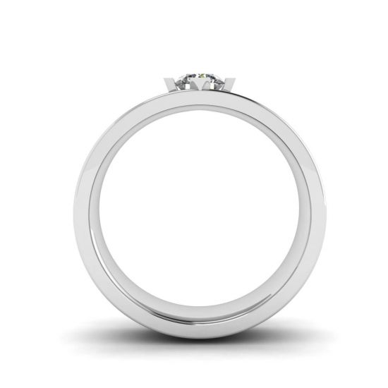 Flat Wedding Ring with a Diamond,  Enlarge image 2