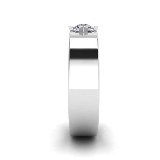 Flat Wedding Ring with a Diamond,  Enlarge image 3