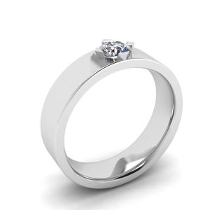 Flat Wedding Ring with a Diamond - Photo 3