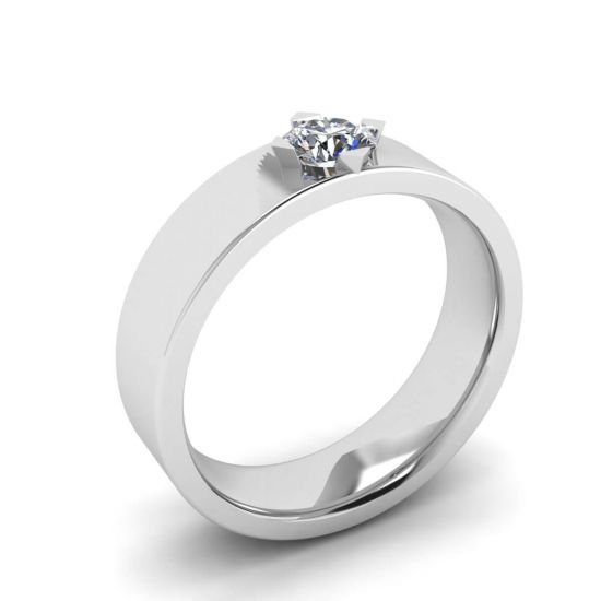 Flat Wedding Ring with a Diamond,  Enlarge image 4